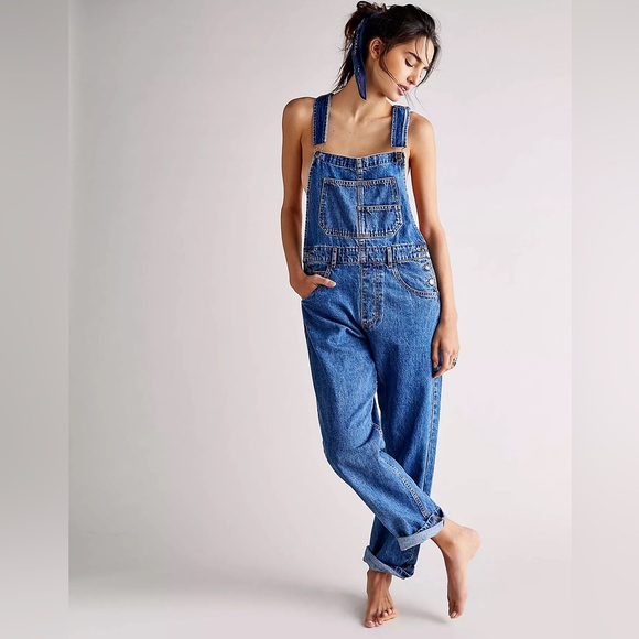Free People Pants - Free people We the Free Ziggy Denim Overalls in Sapphire Blue Large